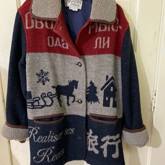 J Gallery Women’s Mid Length Wool Blend Winter Coat Jacket size Small Multi - Picture 5 of 11